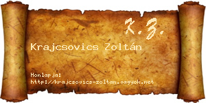 Krajcsovics Zoltán névjegykártya