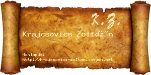 Krajcsovics Zoltán névjegykártya